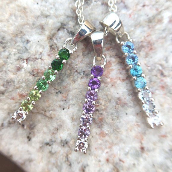 Genuine Gems Green Ombre Pendant .925 Silver Tsavorite Peridot Chrome Diopside - Picture 16 of 16